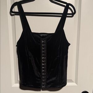 Torrid Black Velvet Camisole with Silver Accents